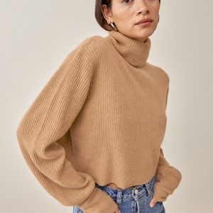 Reformation: Luisa Cropped Cashmere Sweater (S, CAMEL)